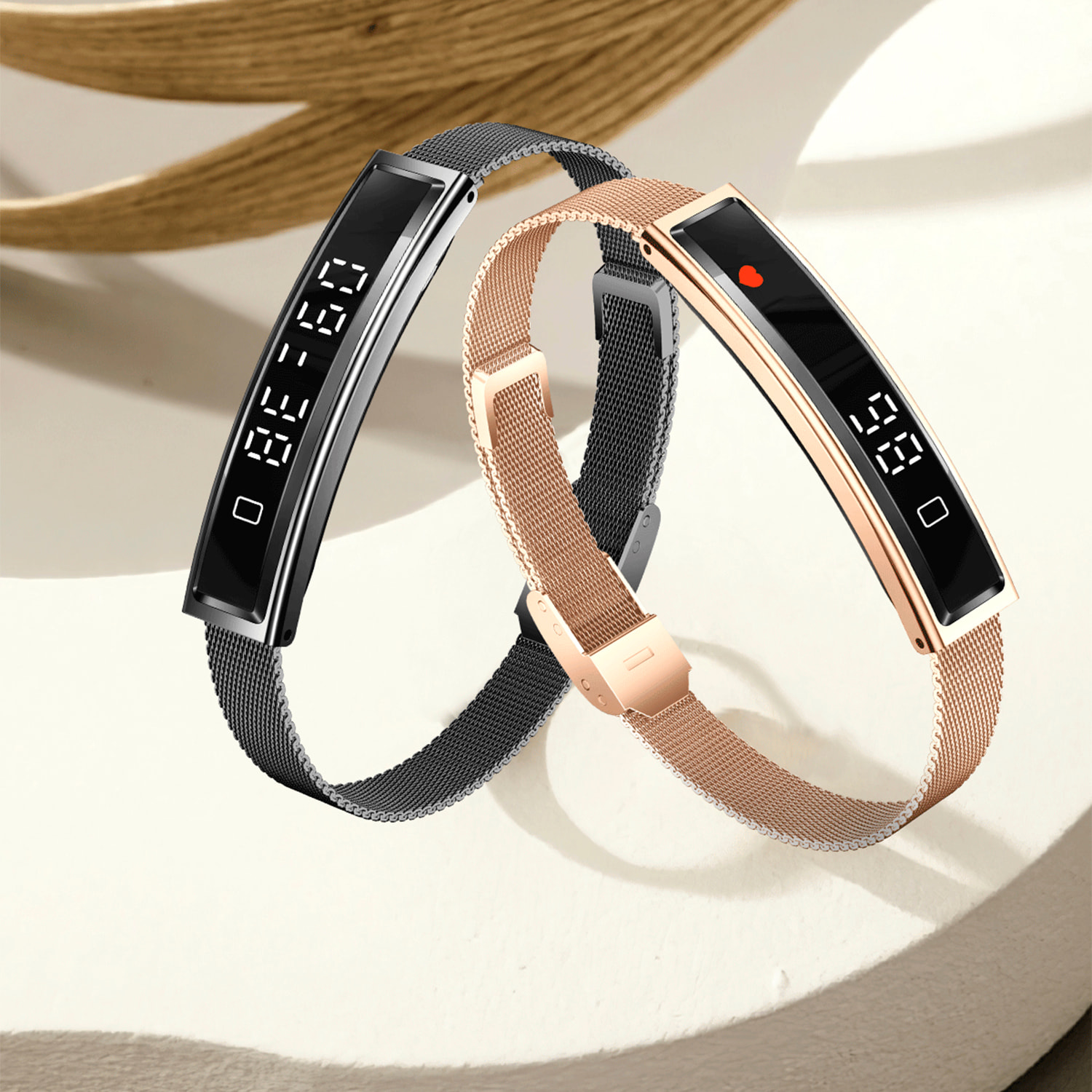 Smartband B3 con monitor inteligente de ritmo cardiaco, sueño y modos de deporte. 1 Correa de metal y 1 de silicona.