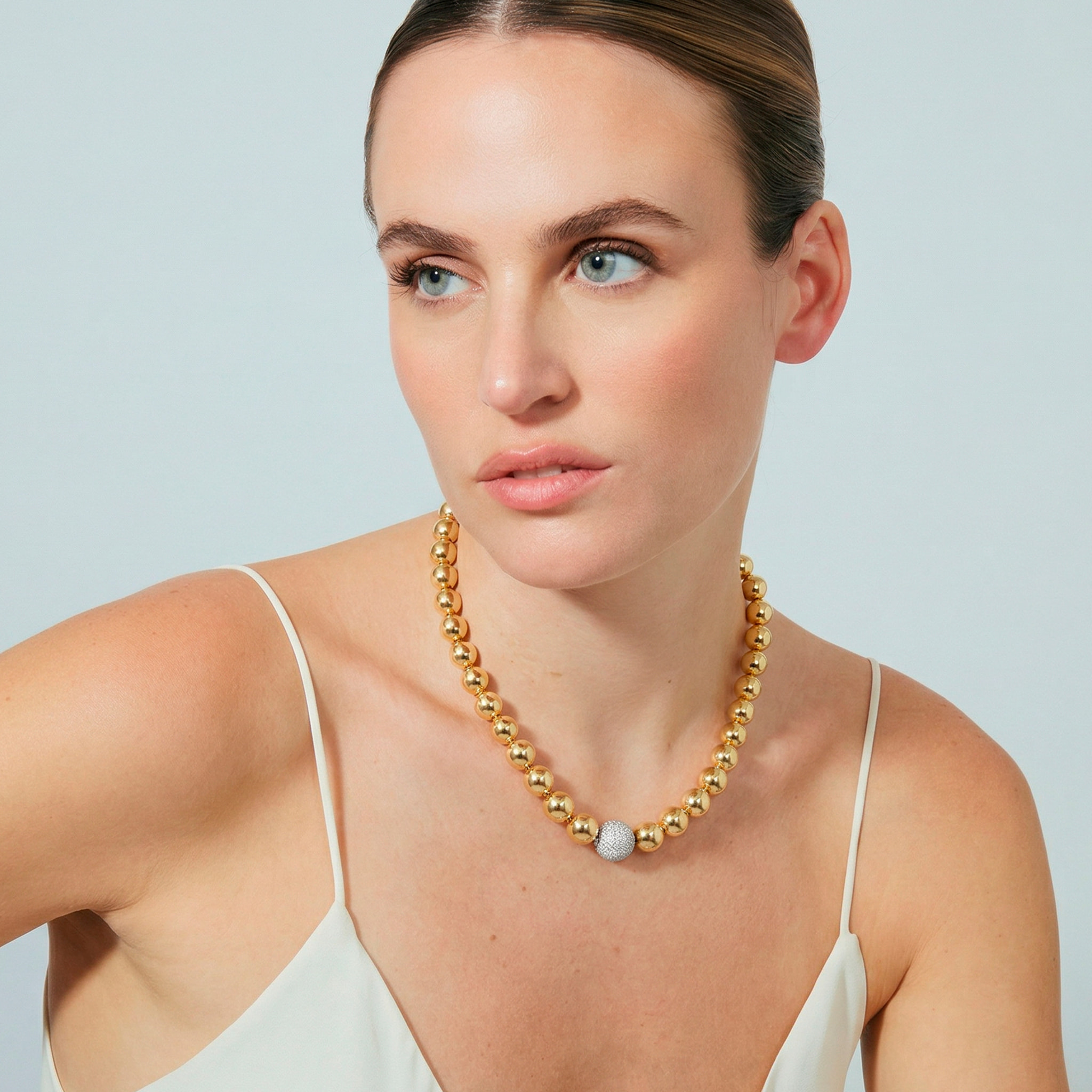 Collar de Circonita Brillante acabado en oro amarillo de 18k