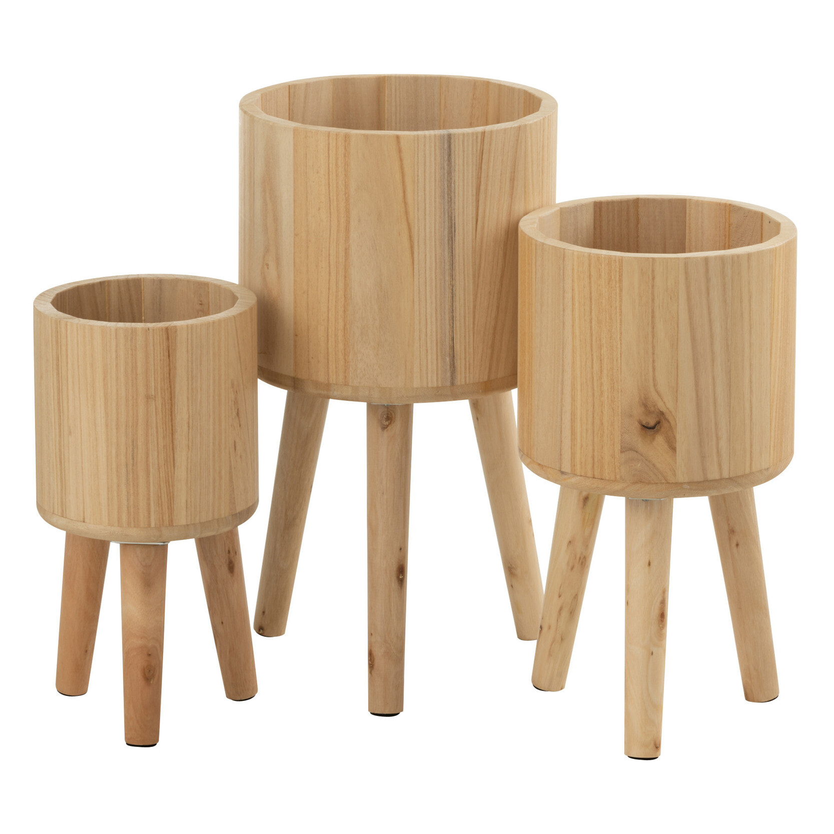 J-Line cache-pot Classique - bois - naturel - 3 pièces - Ø 27 cm
