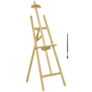 Caballete de Pintura de Madera Caballete de Dibujo con ángulo Ajustable de 75° Soporte Trípode y Pincel para Lienzos 51,5x71,5x134,5 cm Natural