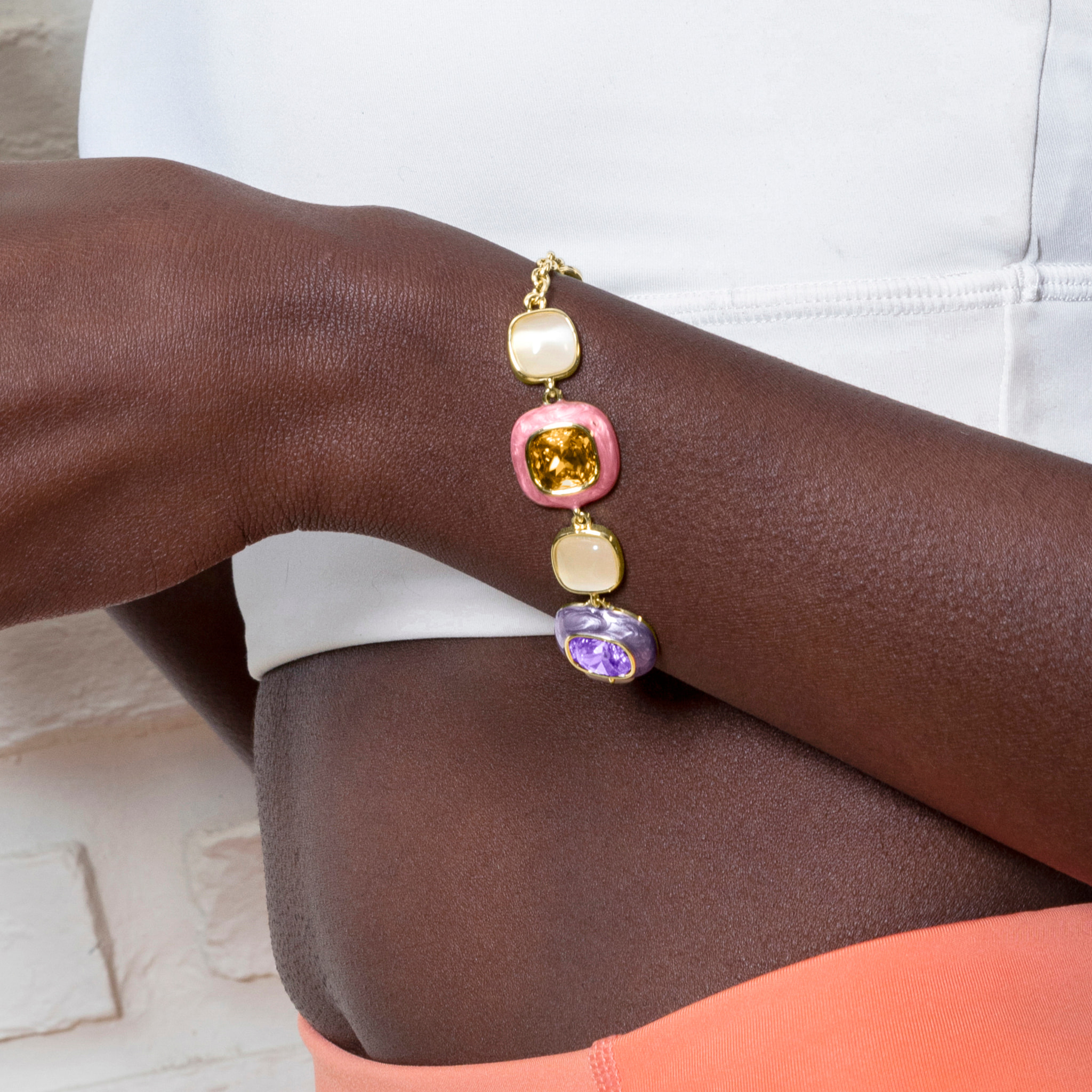 Pulsera de Circonita Multicolor acabada en oro amarillo de 18k