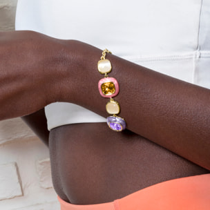 Pulsera de Circonita Multicolor acabada en oro amarillo de 18k