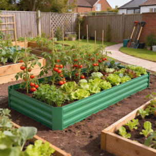 Carré potager de jardin dim. 240L x 120l x 30H cm tôle d'acier ondulée vert