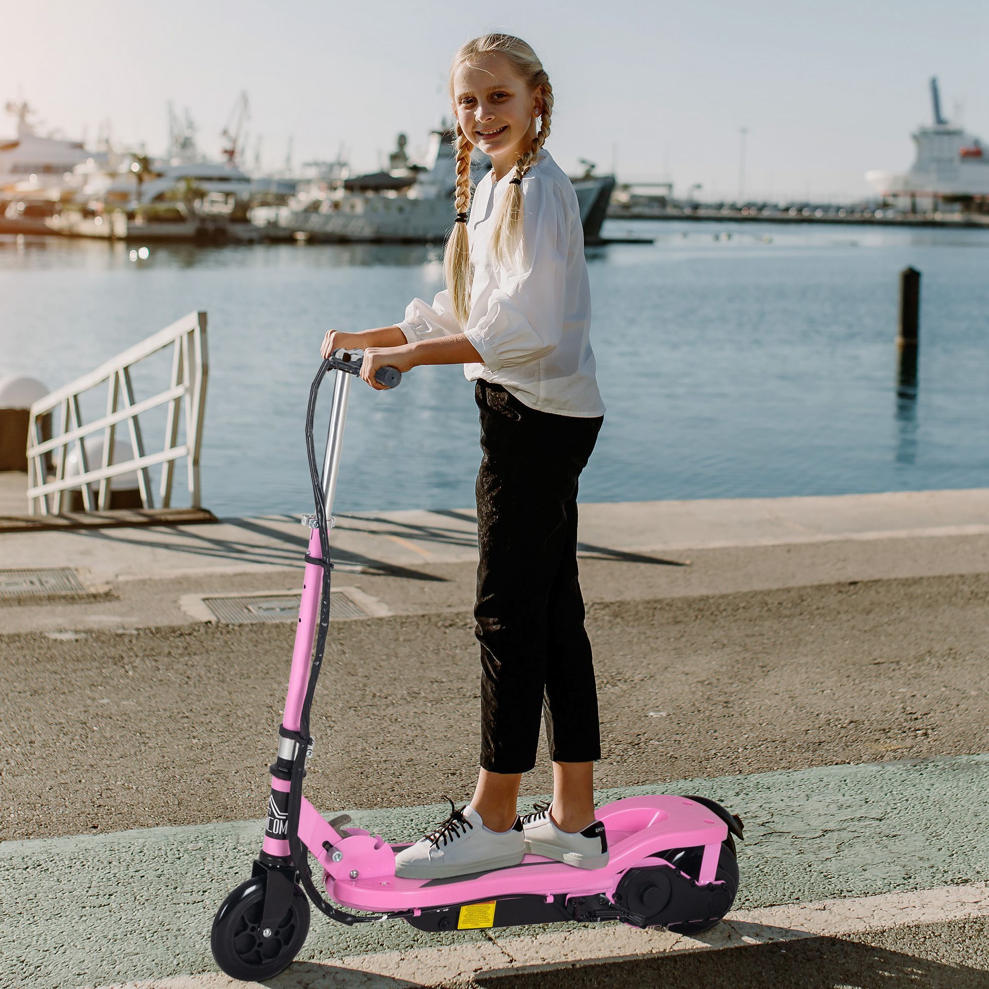 Patinete Eléctrico Plegable Metal 75x36x82-93 cm Rosa