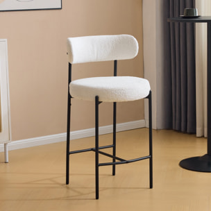 Lot de 2 tabourets de bar en tissu bouclé - EVORA