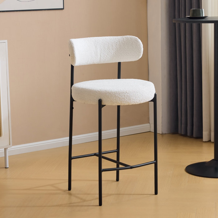 Lot de 2 tabourets de bar en tissu bouclé - EVORA