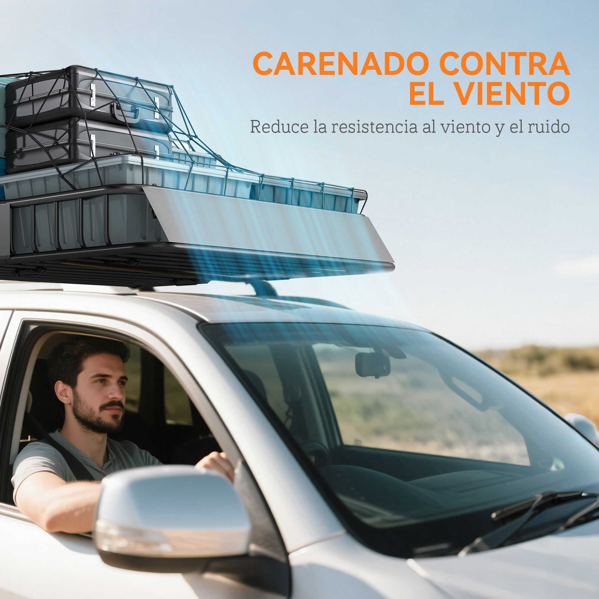 Cesta de Techo Universal para Vehículos de Acero, Baca Portaequipajes Coche Automóvil Carga 90,7 kg con Deflector, Barandillas, para SUVs, Pickups, Sedanes, 110,5x99,5x18,5 cm, Negro