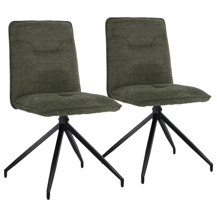 Lot de 2 chaises en tissu vert AREN