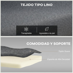 Sofá Cama de 1 Plaza 3 en 1 Sofá Cama Plegable Tapizado en Lino con Respaldo Ajustable de 5 Niveles y Almohada Acolchada para Oficina Dormitorio Salón 75x70x75 cm Gris Oscuro