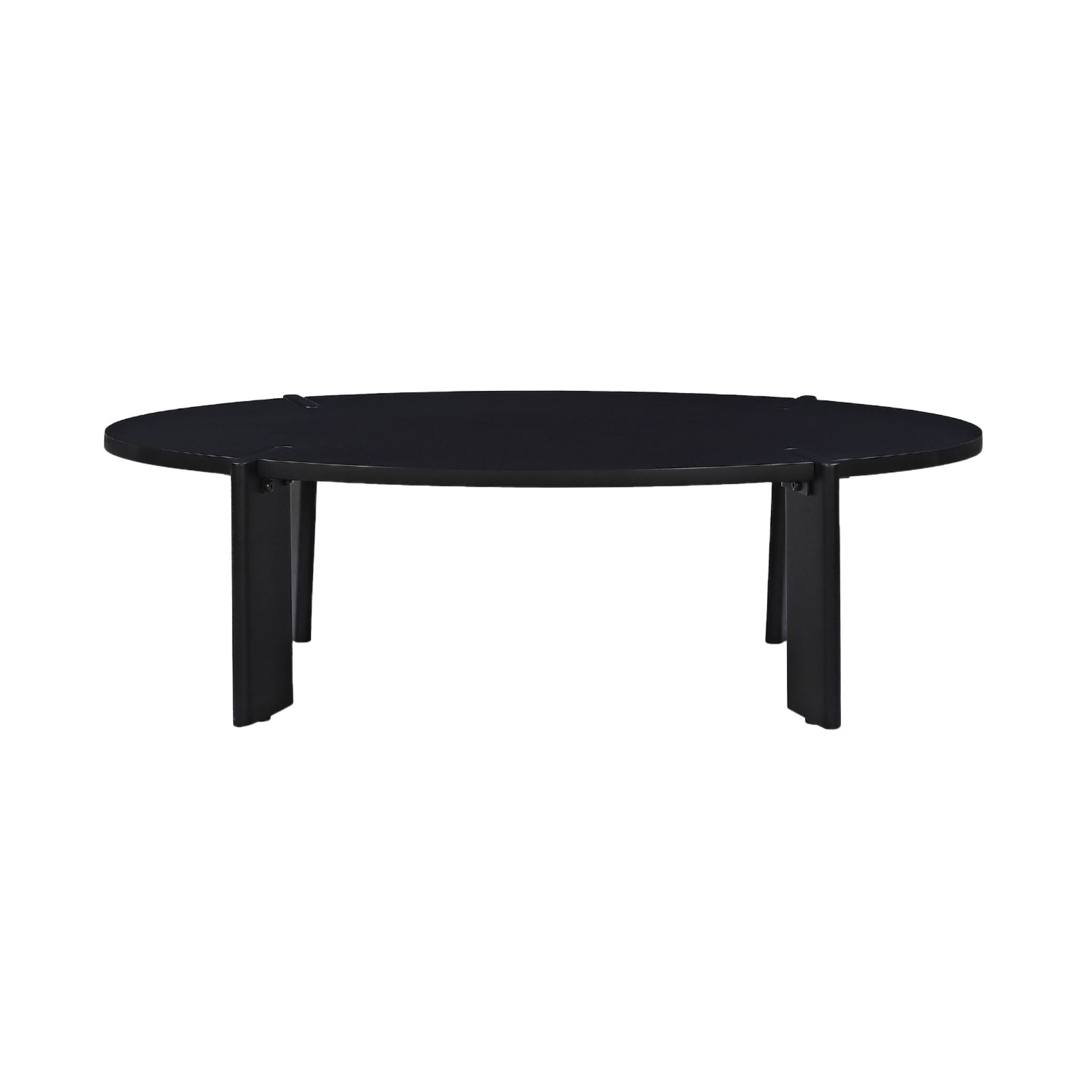 Table basse ovale en bois de manguier massif noir 120cm