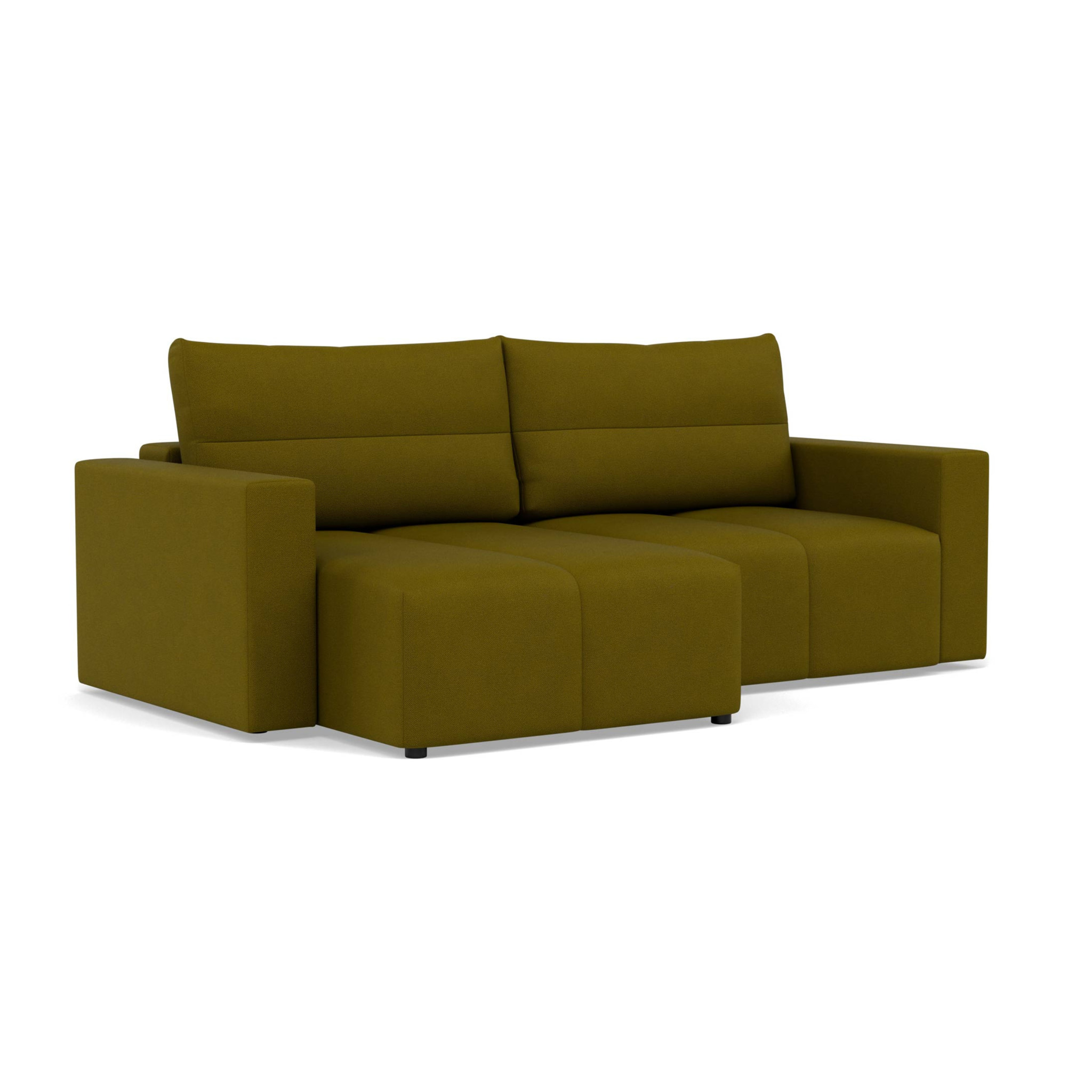 Daryl - canapé d'angle réversible 4 places convertible avec coffre en tissu texturé - Vert