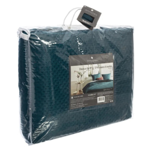 Dessus de lit 2 taies "Dolce" bleu 260x240cm