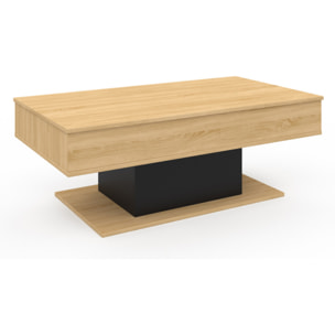 Table basse Tania relevable bois et noir