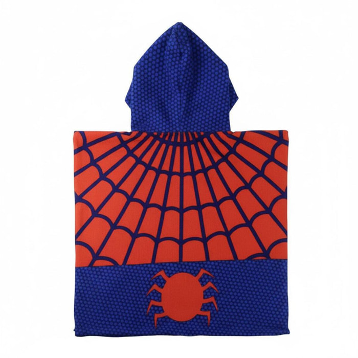 Poncho Microfibra de Spiderman - 55x54x1 cm - Color:Rojo