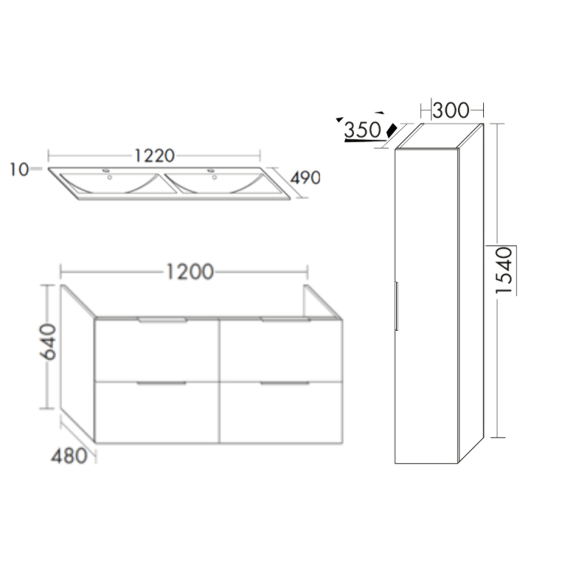 Meuble double vasque 120 cm BURGBAD Olena chêne clair + colonne