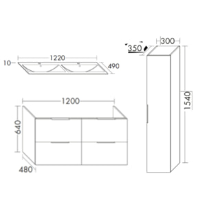 Meuble double vasque 120 cm BURGBAD Olena chêne clair + colonne