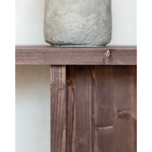 Consola de madera maciza en tono nogal de 120x80cm Alto: 35 Largo: 120 Ancho: 80