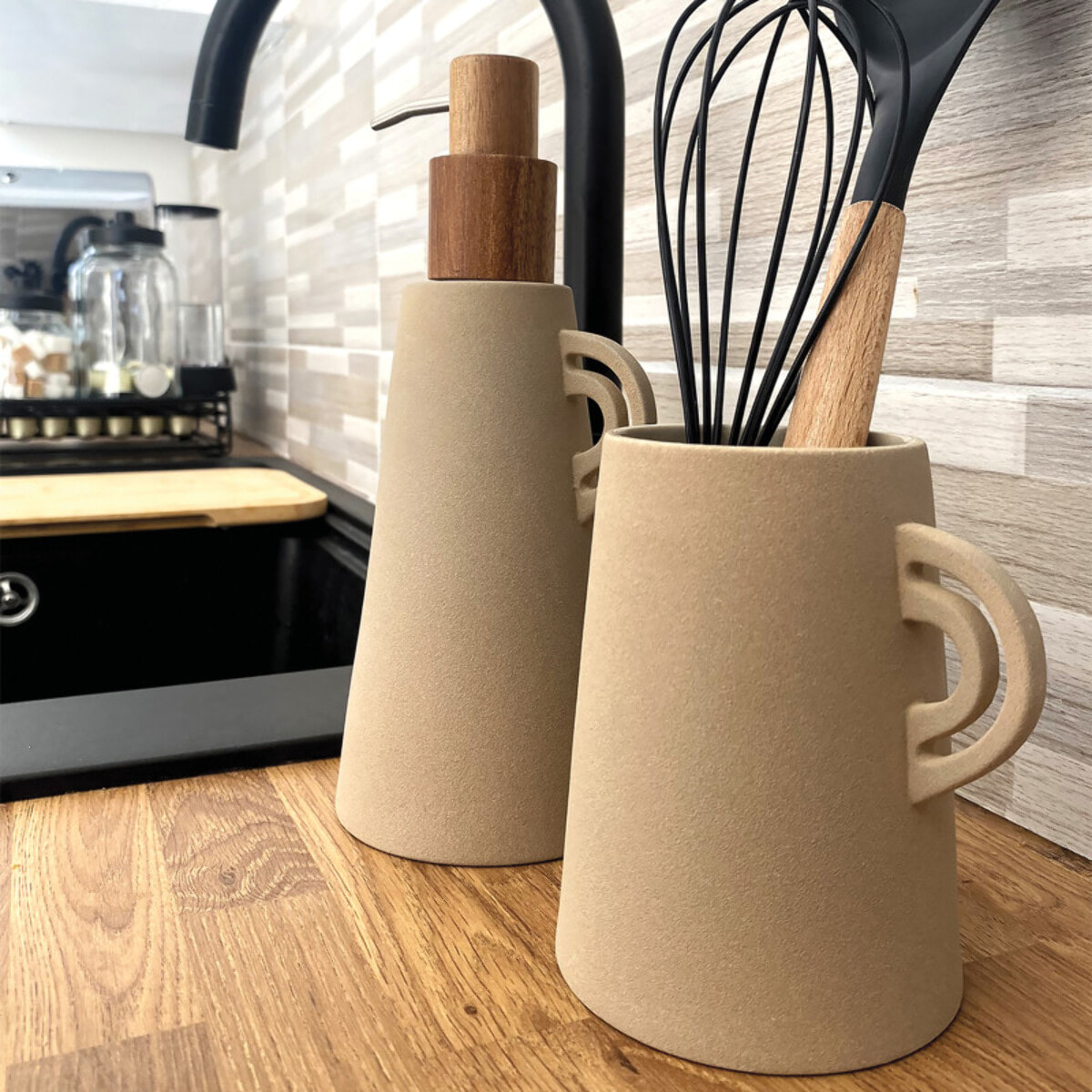 Distributeur de savon ORGANIC Cappuccino Spirella en Grés