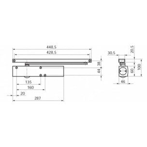 Ferme-porte TS5000 GEZE - Force réglable 2 à 6 - Sans bras - Argent - 027333