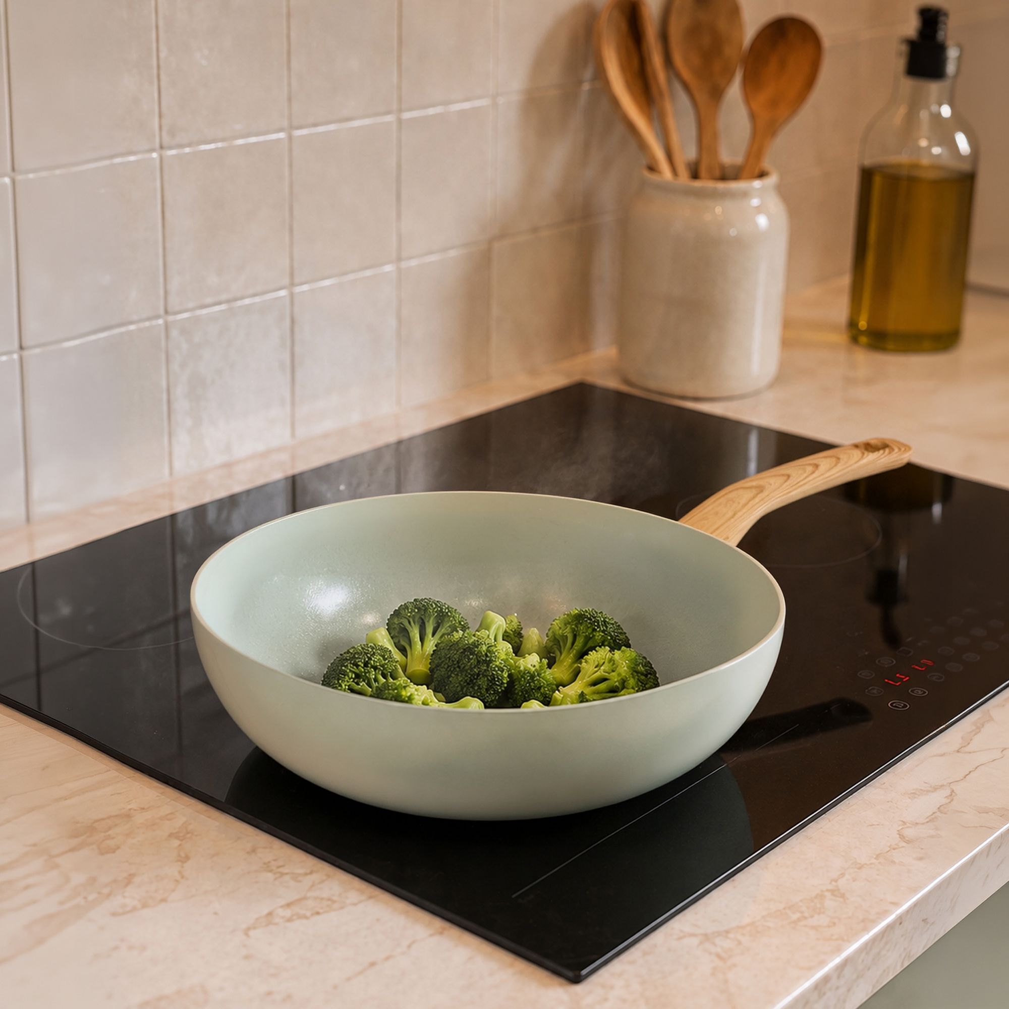 Batterie de cuisine 5 pièces en aluminium recyclé céladon - tous feux CELADON
