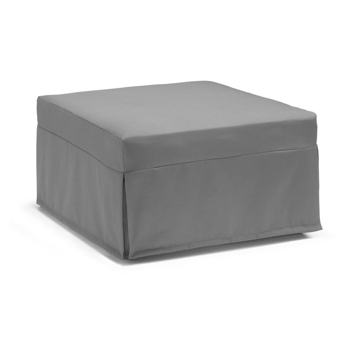 Letto pieghevole Abak, Pouf trasformabile in letto singolo, Pouf in tessuto da soggiorno, 100% Made in Italy, 80x80h45 cm, Grigio