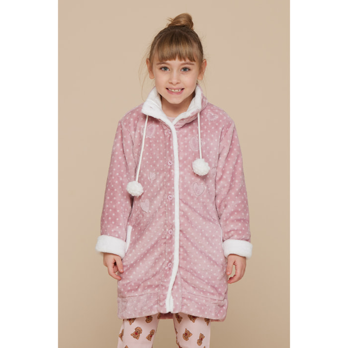 Vestaglia bambina mela coral fleece Noidinotte