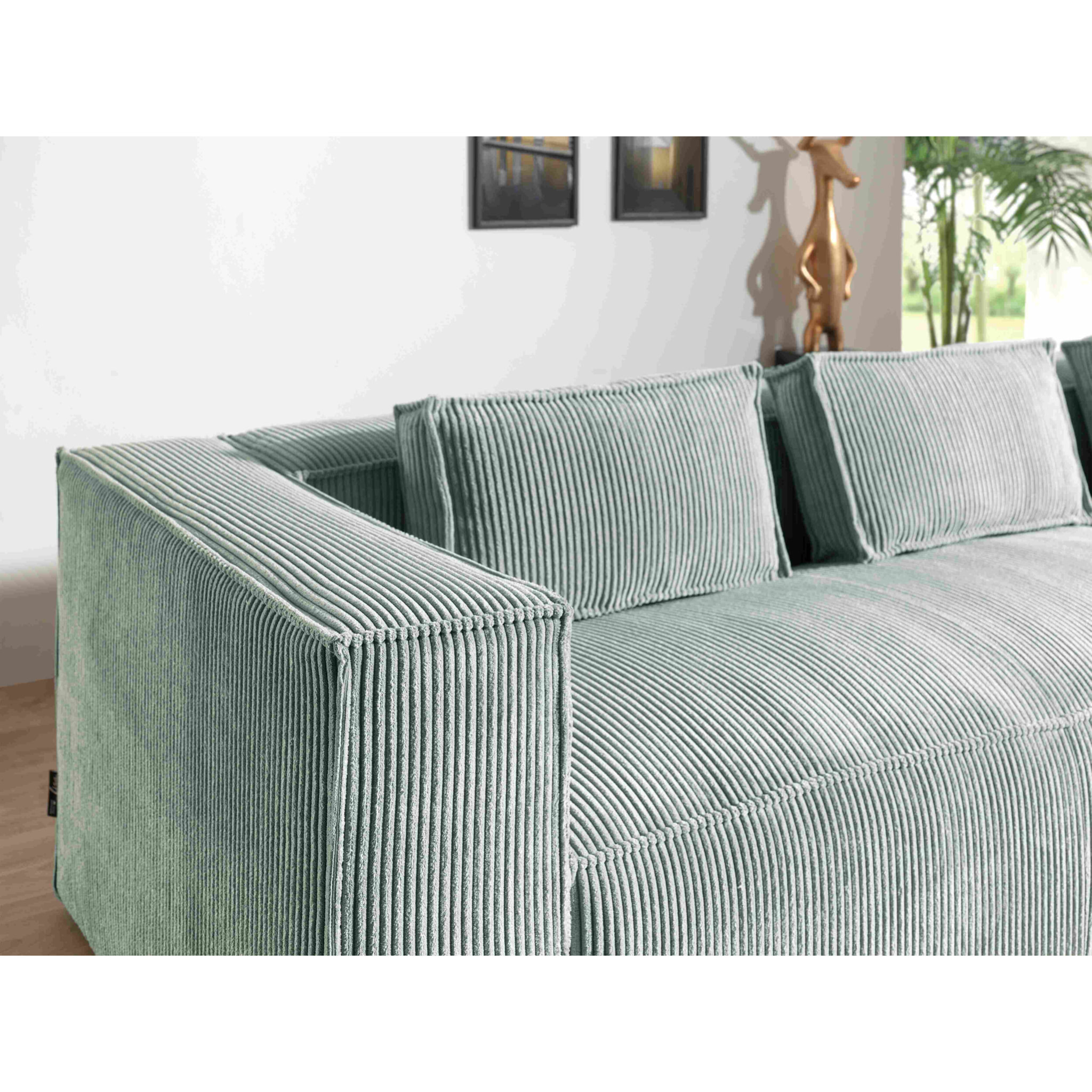 Stella - canapé d'angle droit en velours côtelé - 4 places -style contemporain - Bleu