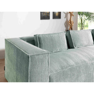 Stella - canapé d'angle droit en velours côtelé - 4 places -style contemporain - Bleu