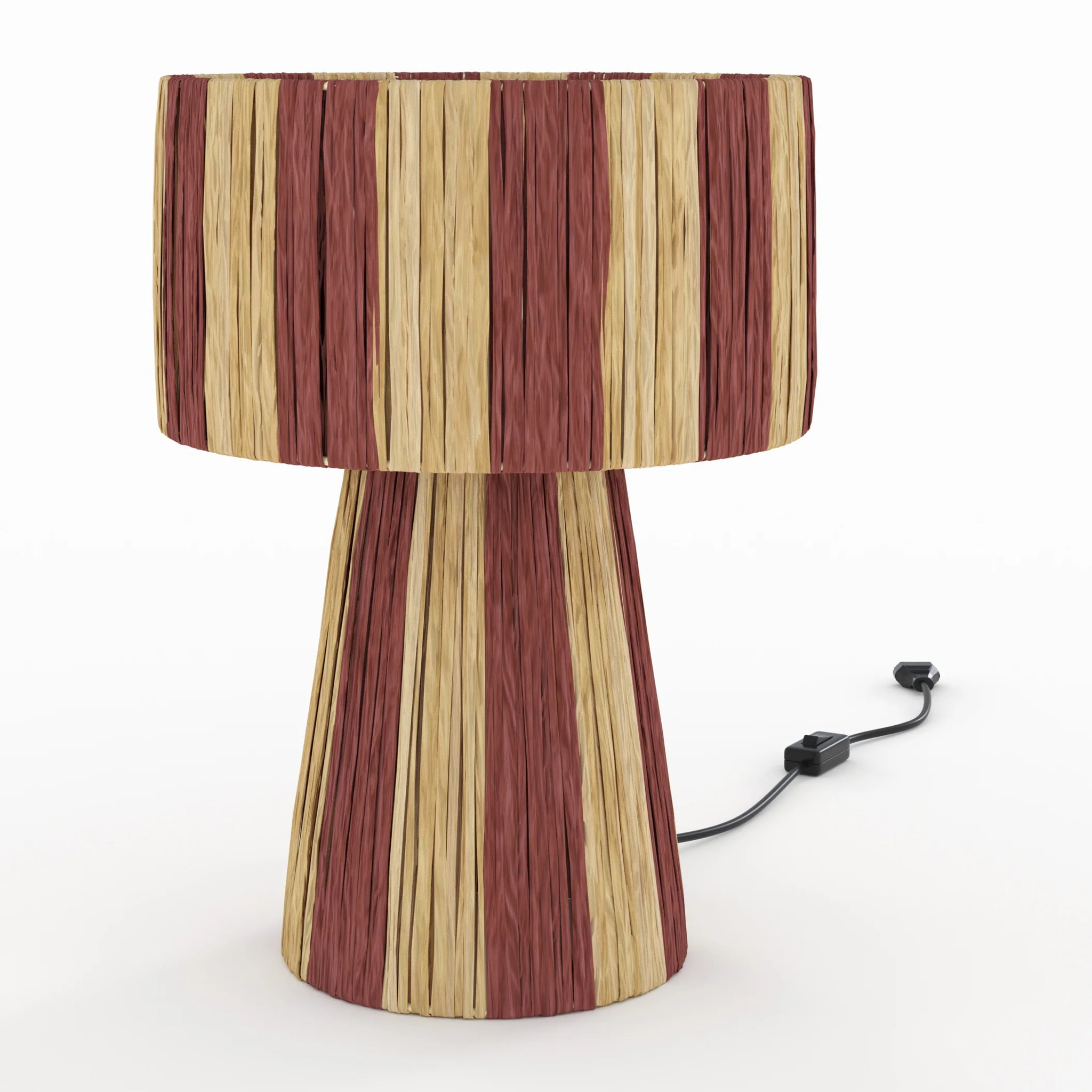 Lampe rayée terracotta en feuille de palmier - Soléa