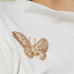 Broche con Circonita Brillante acabado oro 18k