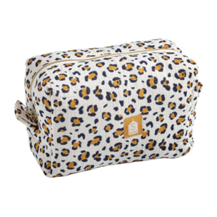 Trousse de toilette en gaze de coton imprimé léopard