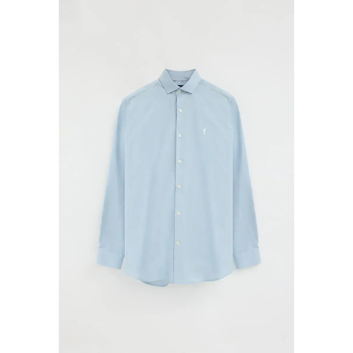 Pack hombre de tres camisas azul marino, blanca y azul claro de corte slim con logo Rigby Go