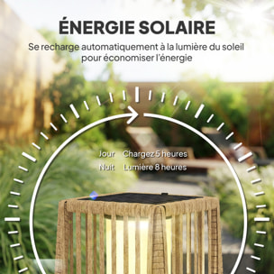 Lanterne solaire sans fil rechargeable résine tressée sable