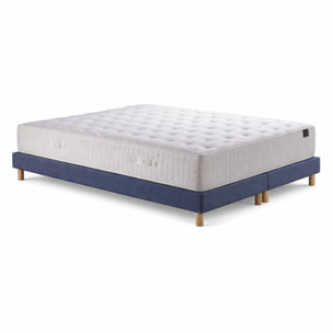 Ensemble matelas mousse haute résilience CALLISTO, H29 cm, accueil mémoire de forme, sommier bleu