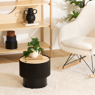 Table à café "Enola" en placage frêne D38,5cm noir