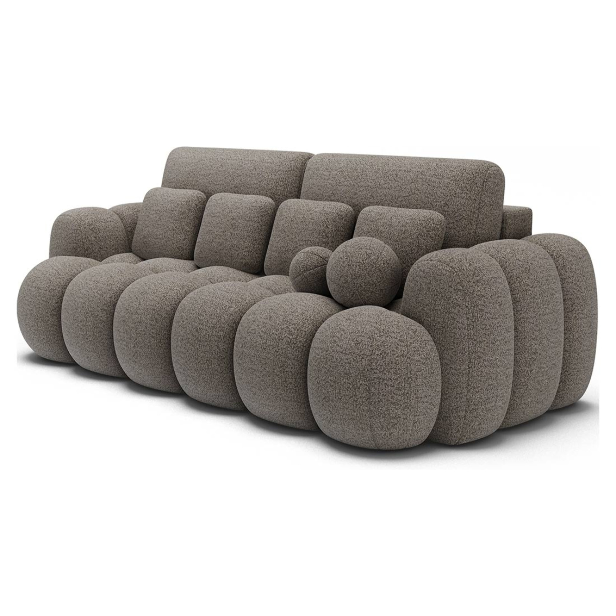 Dorian - Canapé droit 3 places bubble convertible avec coffre en tissu bouclette - Gris