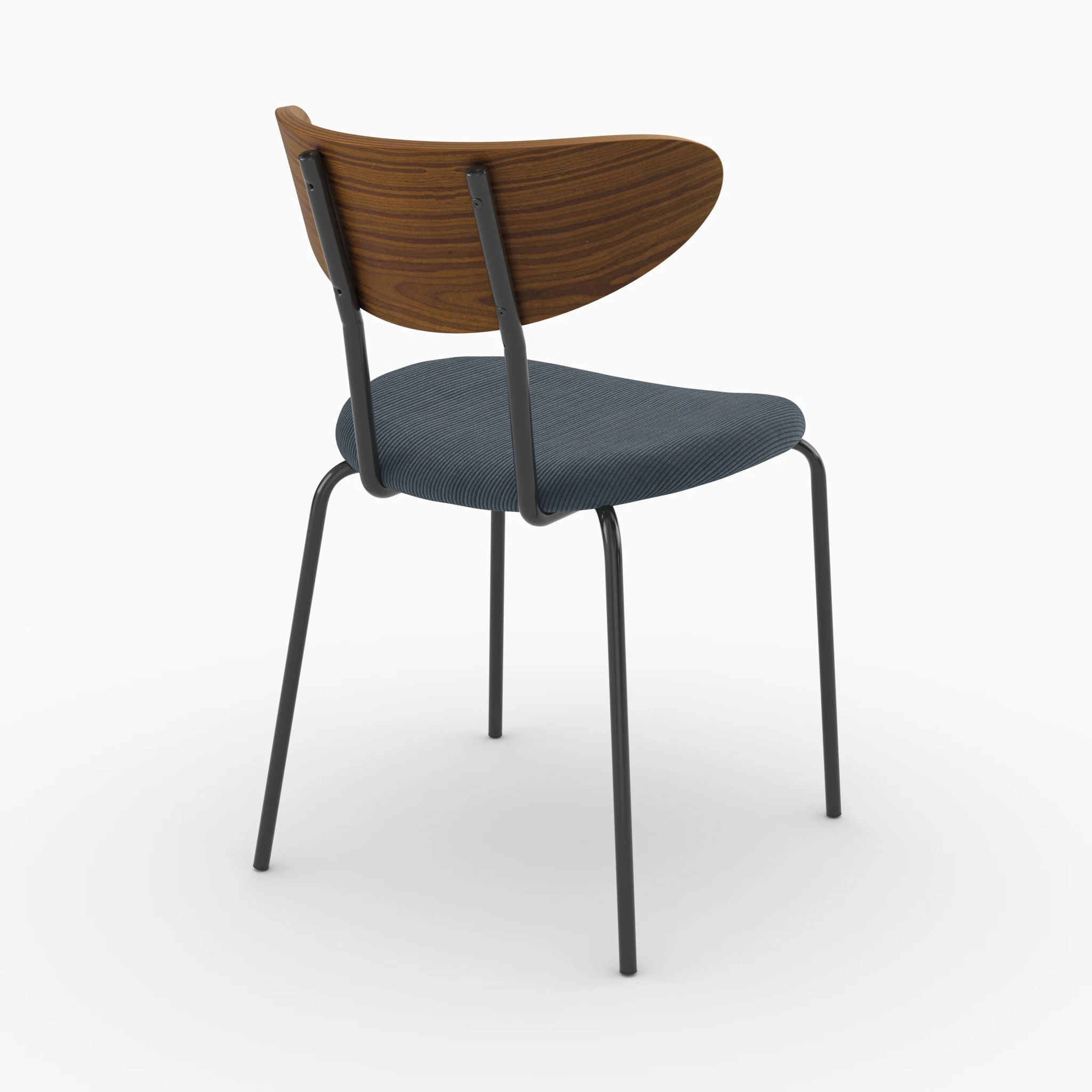Lot de 2 chaises en velours côtelé bleu marine et dossier en bois - Jade