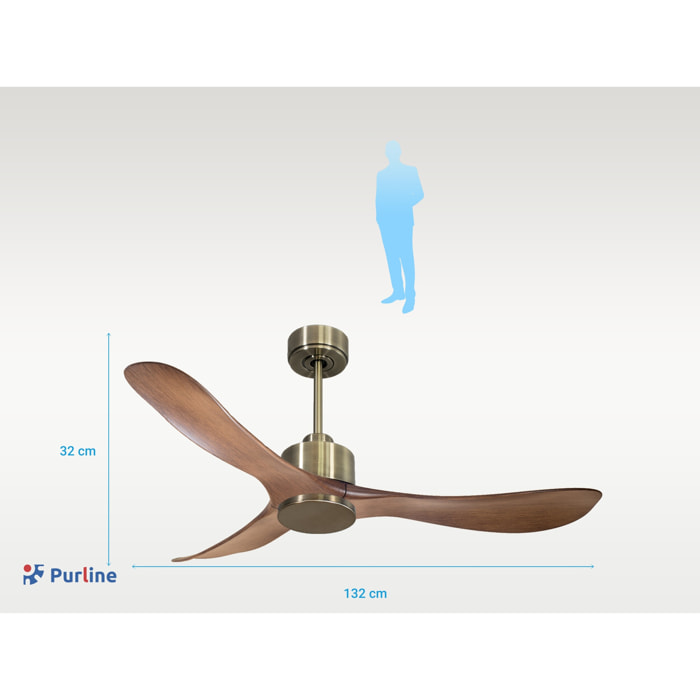 Ventilateur de plafond Réversible  Thermostat Wifi Moteur à courant continu Toits en pente Télécommande Hypersilence Mémoire