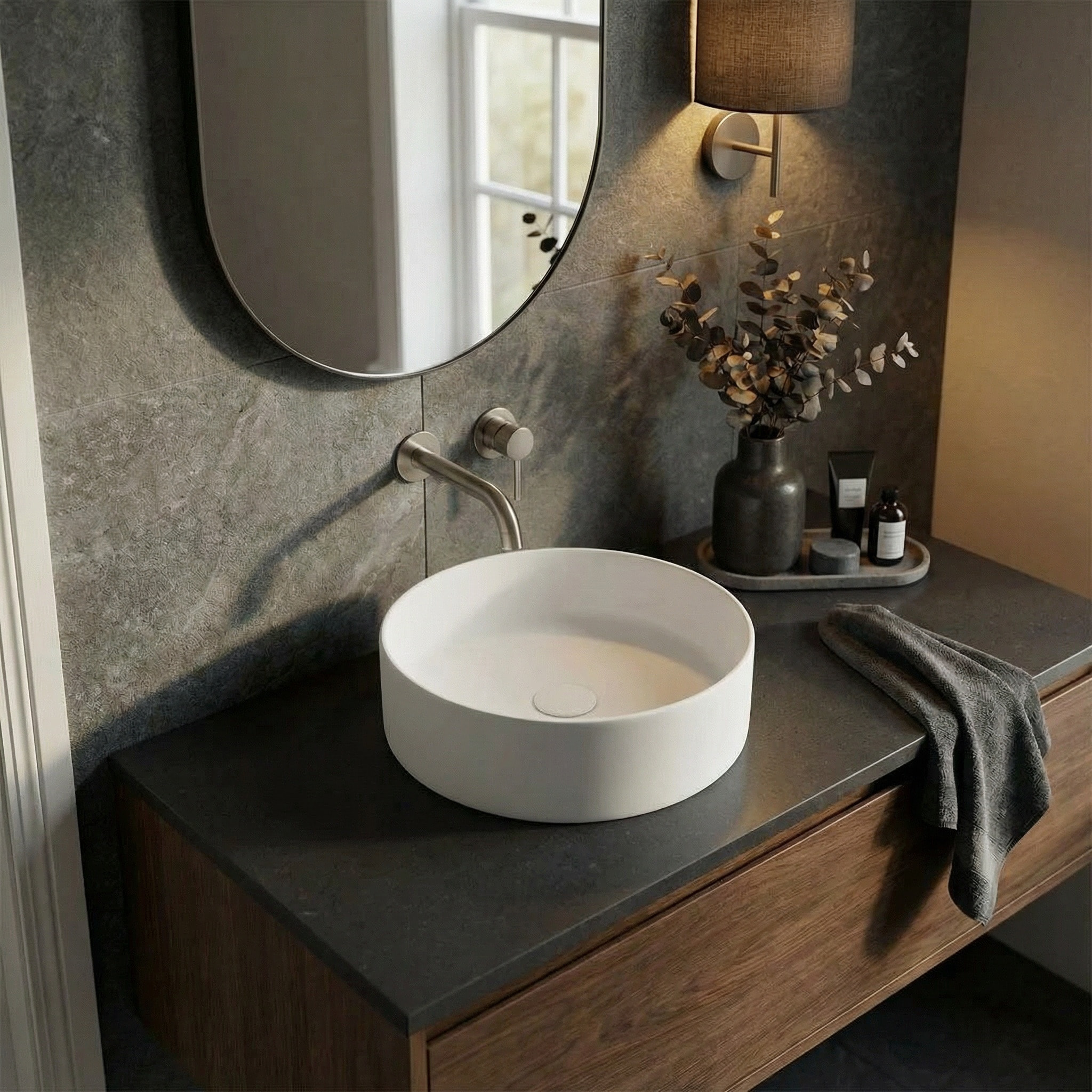 Vasque à poser ronde 36 cm hauteur 12,5 cm sans trop-plein blanc mat PixL (CEPX3636WM)