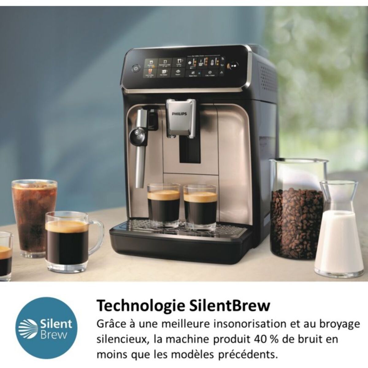Expresso Broyeur PHILIPS EP2224/90 Noir Gris Perle série 2200