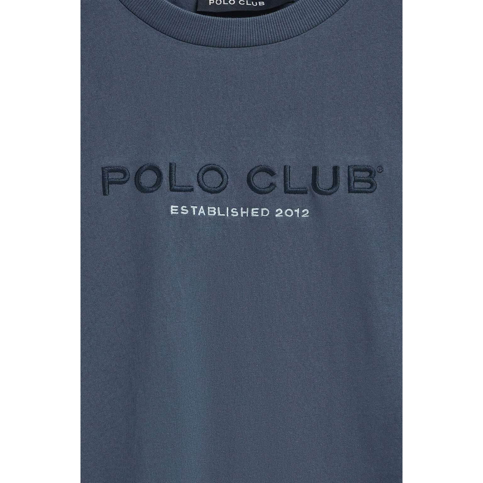 Maglietta blu denim con logo Established 2012 Polo Club