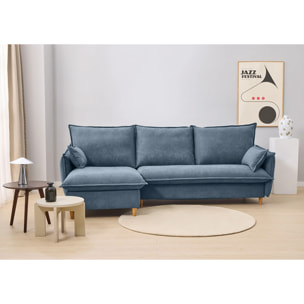 Sofá Cama Chaise Longue Intercambiable - Apertura Italiana - Colchón Matrimonio 140x195 - Tejido Anti-Manchas - 2 Cojines Función Almohada incluídos - 5 Años de Garantía