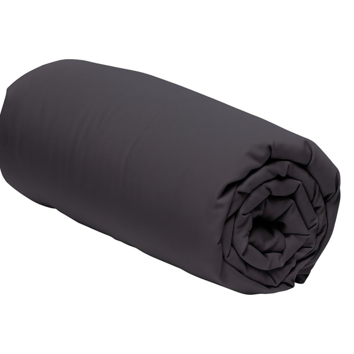 Drap housse 100% coton uni - gris anthracite