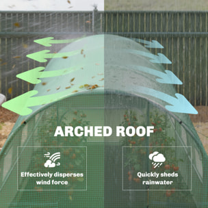 Serre tunnel de jardin 6m² porte et 8 fenêtres bâche PE 140 g/m² vert