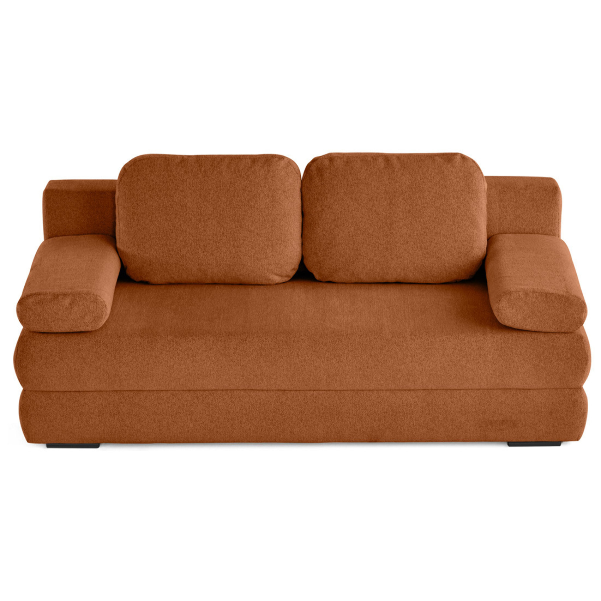 Nora - canapé 3 places convertible avec coffre en tissu texturé - Terracotta