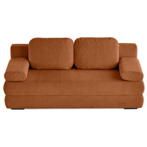 Nora - canapé 3 places convertible avec coffre en tissu texturé - Terracotta