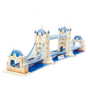 Puzzle 3D del Tower Bridge a Londra. Contiene 120 pezzi che puoi assemblare senza bisogno di attrezzi o colla. Raccomandato per bambini di oltre 3 anni.