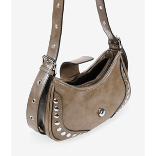 Bolso de hombro taupe con tachas