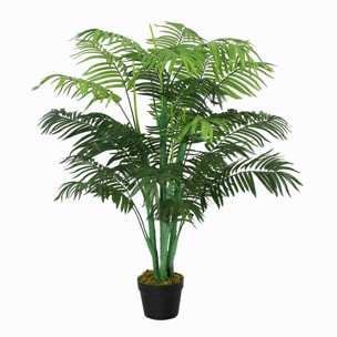 Palmier artificiel Sanwei Kwai H. 125 cm 18 grandes feuilles pot noir inclus