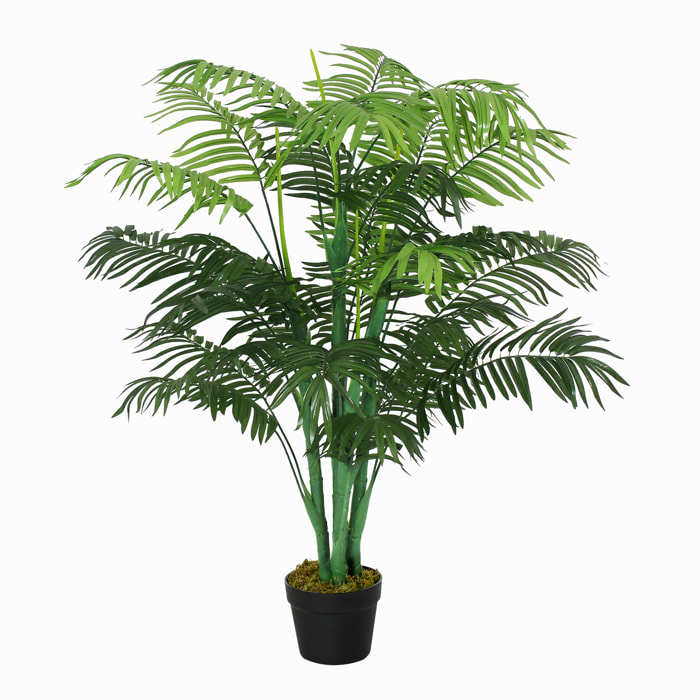 Palmier artificiel Sanwei Kwai H. 125 cm 18 grandes feuilles pot noir inclus